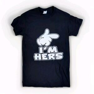 I'm Hers Men's Small T Shirt White Glove White Lettering Black Fast Shipping